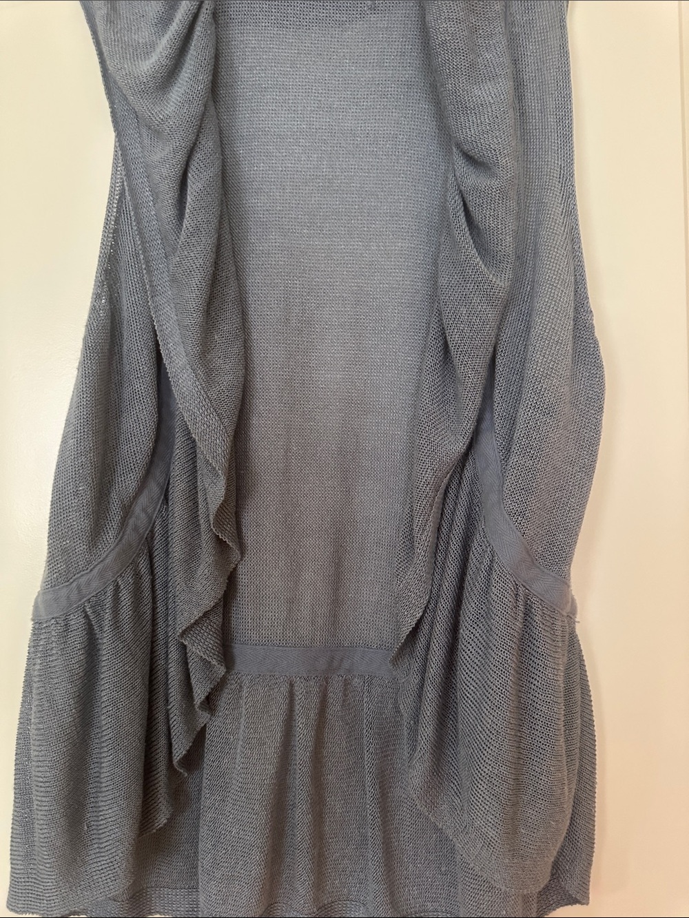 Cache Light Blue Ruffled Knit Open Front Vest - Picture 2 of 3